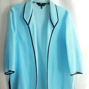 Ming Wang Turquoise, Black, & White Knit Jacket in Size M
